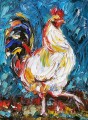 cock thick paints blue with palette knife